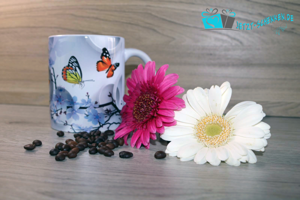 Butterfly coffee mug with panoramic print