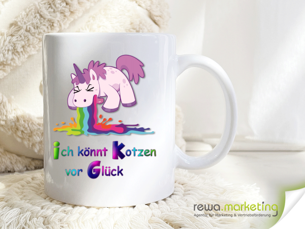 Fun coffee mug - unicorn pukes with happiness