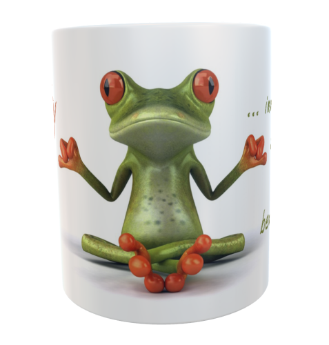 Frog motif coffee cup with saying including desired name
