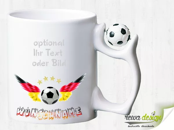 Fußball- Fan Tasse Deutschland inkl. Ihrem Wunschnamen