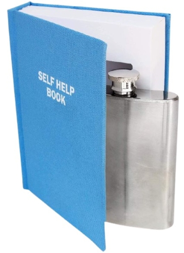 Hip Flask in a Book 120ml 14.5cm Steel Blue / Silver with space to write a message on the inside cover