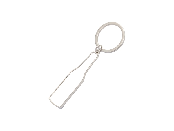 Key ring bottle opener in the shape of a bottle including your imprint