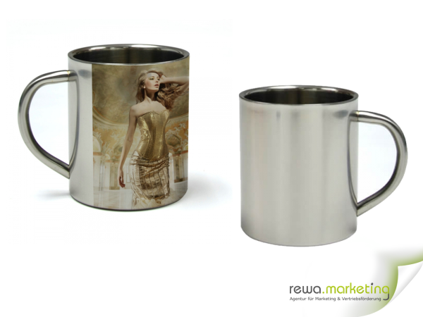 Coffee mug 300 ml made of stainless steel incl. individual imprint
