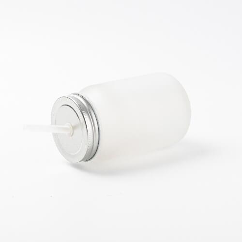 Drinking cup - Mason Jar - satin finish with straw in White / Clear