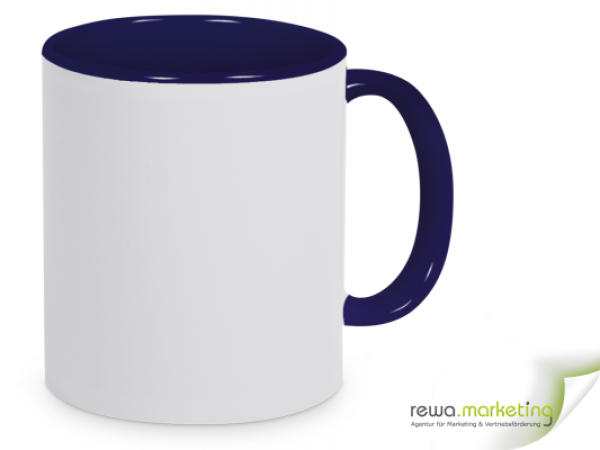 Color ceramic coffee mug blue / white incl. Personalized imprint