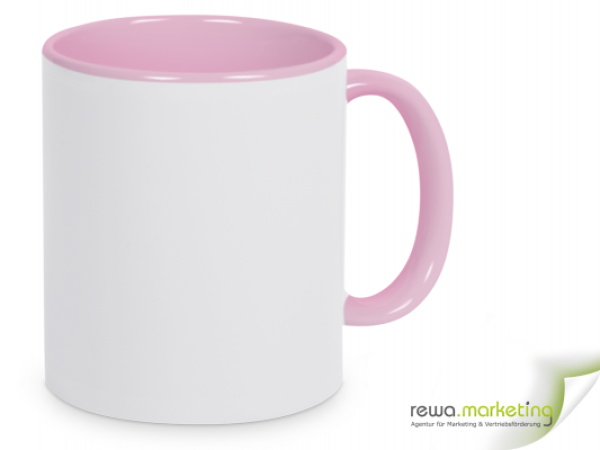 Color ceramic coffee mug pink / white incl. Personalized imprint