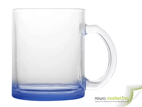 Glastasse mit farbigem Boden - Blau