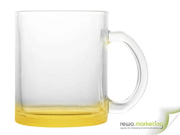 Glass mug with colored bottom - yellow