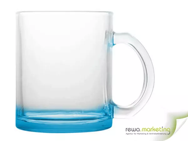 Glastasse mit farbigem Boden - Hellblau