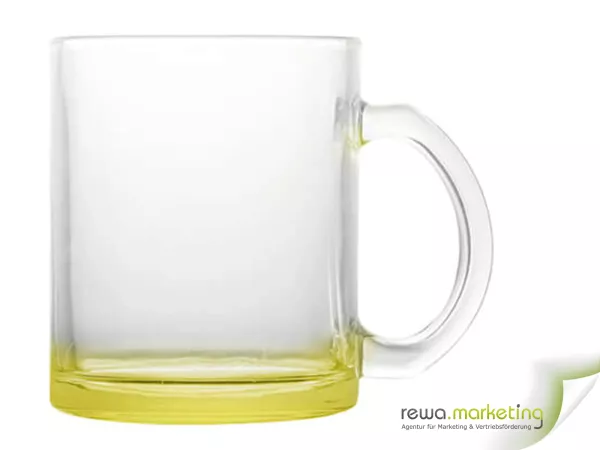 Glastasse mit farbigem Boden - Limonengelb