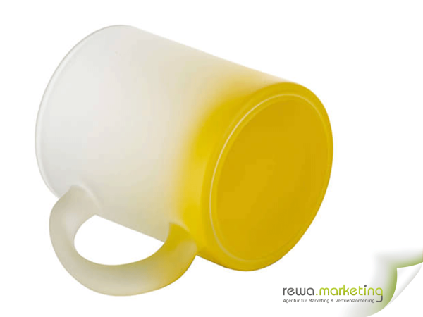 Frosted glass mug with color satin finish - yellow