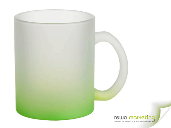 Frosted glass mug with color satin finish - green
