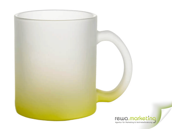 Frosted glass mug with color satin finish - lime yellow