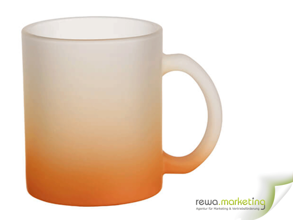 Frosted glass mug with color satin finish - Orange