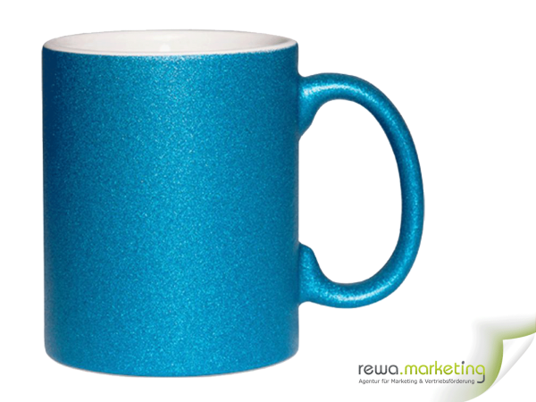 Glitter Mug - blue including your desired imprint