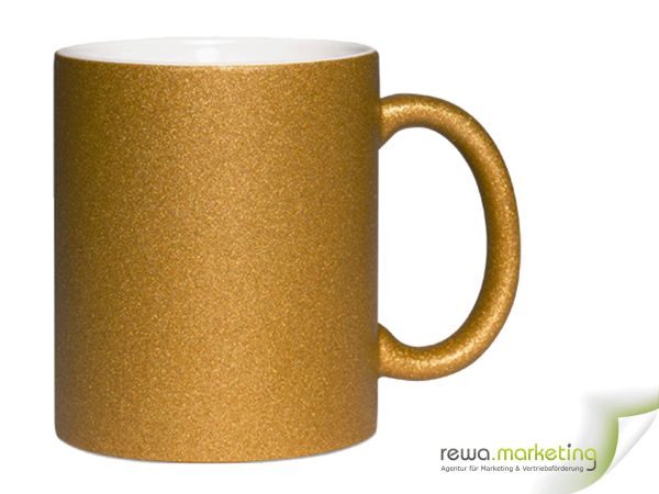 Glitter Mug - Gold including your desired imprint