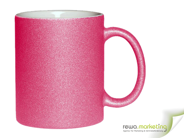 Glitter Mug - pink including your desired imprint