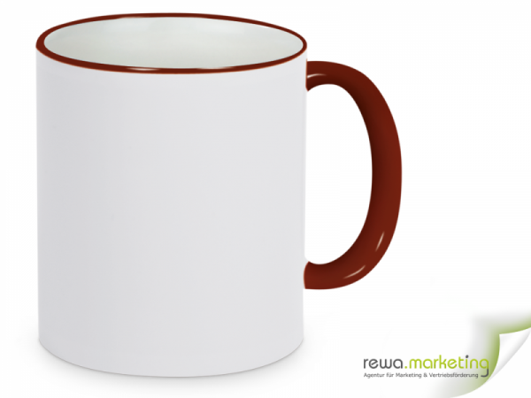 Ring ceramic coffee mug bordeaux - white incl. Individual imprint