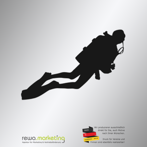 Sticker gliding diver silhouette for divers