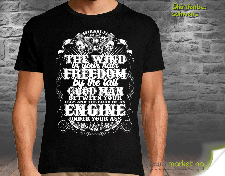 Biker T-shirt with motif - Wind of Freedom - optionally with additional print