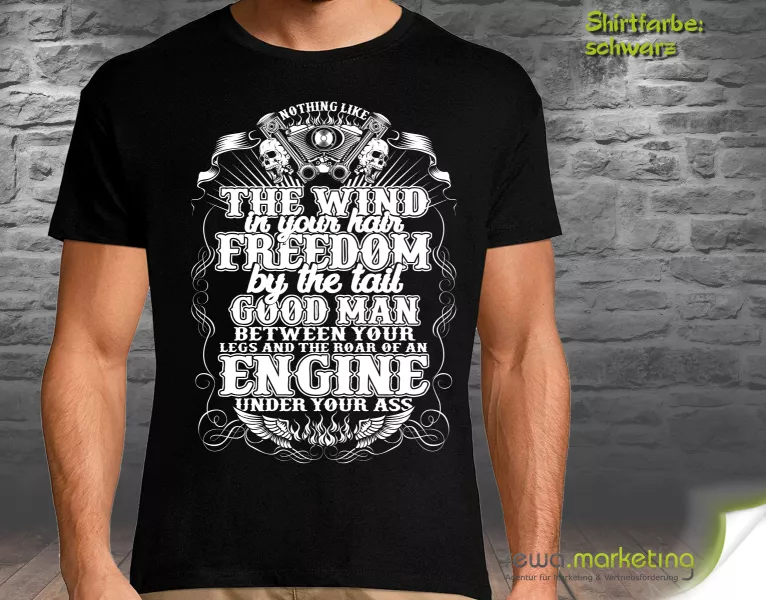 Biker T-Shirt mit Motiv - Wind of Freedom - optional mit zusätzlichem Aufdruck Biker T-Shirt mit Motiv - Wind of Freedom - optional mit zusätzlichem Aufdruck