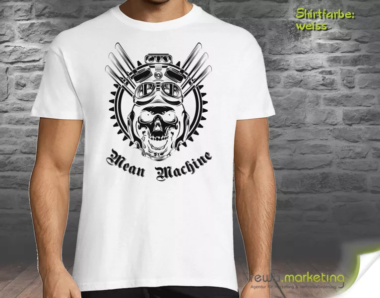 Biker T-Shirt - Gear Skull Mean Machine Biker T-Shirt - Gear Skull Mean Machine