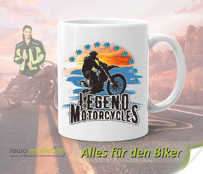 Ceramic coffee cup / mug for bikers with motif - Legend Motorcycles
