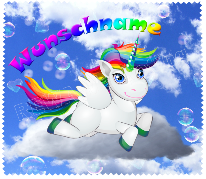 Glasses cleaning cloth unicorn on cloud with desired name