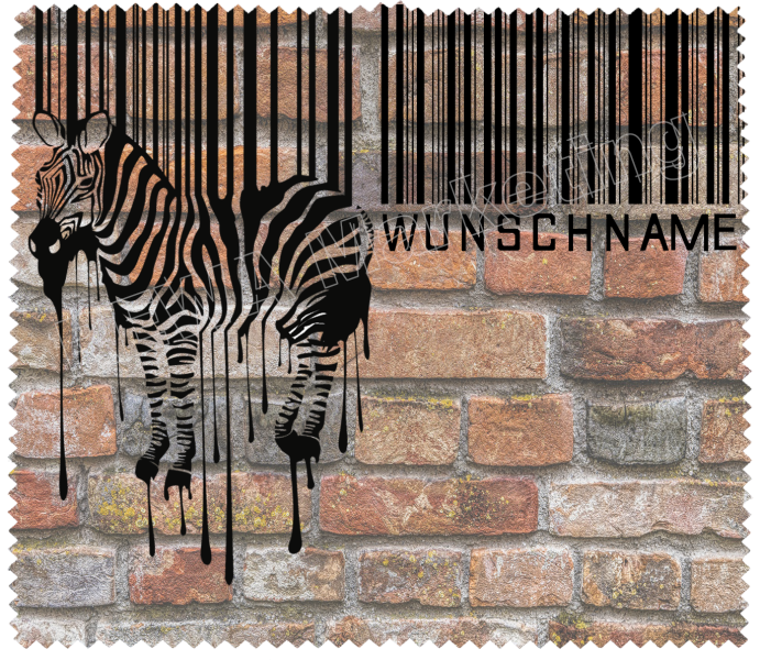 Brillenputztuch - Zebra- Strichcode mit Wunschnamen