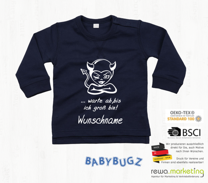 Baby sweatshirt long-sleeved - little devil with desired name