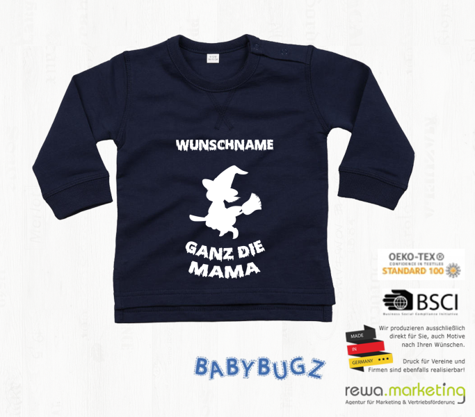 Baby sweatshirt long sleeve - little witch with desired name