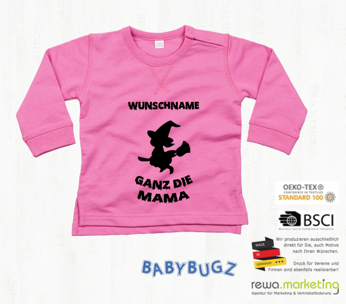 Baby sweatshirt long sleeve - little witch with desired name