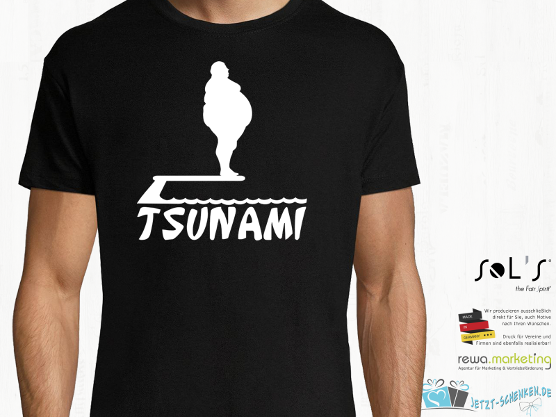Herren T-Shirt - Funshirt - T- SHIRT für jeden Anlass - Tsunami