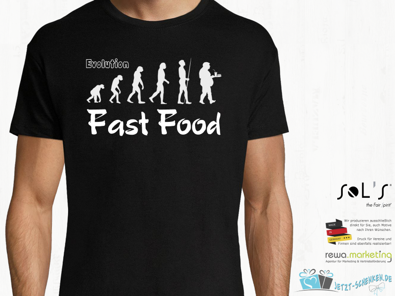 Herren T-Shirt - Funshirt - EVOLUTION FAST FOOD