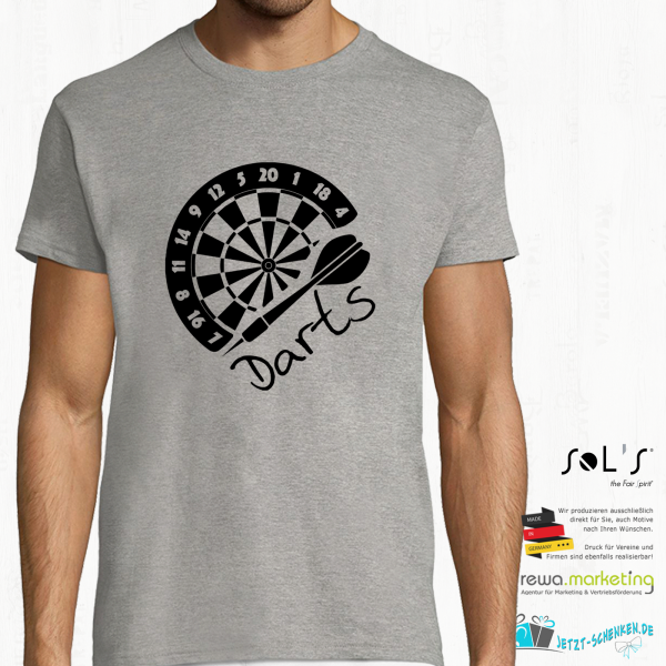Men's t-shirt - fun shirt - t-shirt for every dart player - dartboard with arrow - darts