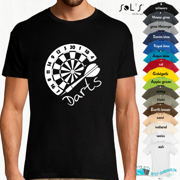 Herren T-Shirt - Funshirt - T- SHIRT für jeden Dartspieler - Dartscheibe mit Pfeil - Darts
