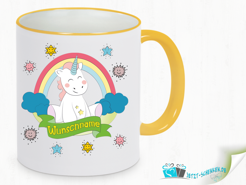 Tea cocoa cup cute unicorn with stars - incl. desired name
