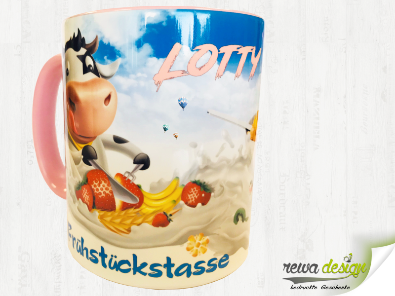 Breakfast cup for children with milk cow - incl. desired name