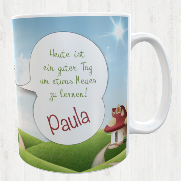 Cup for kindergarten, school or after-school club with desired name