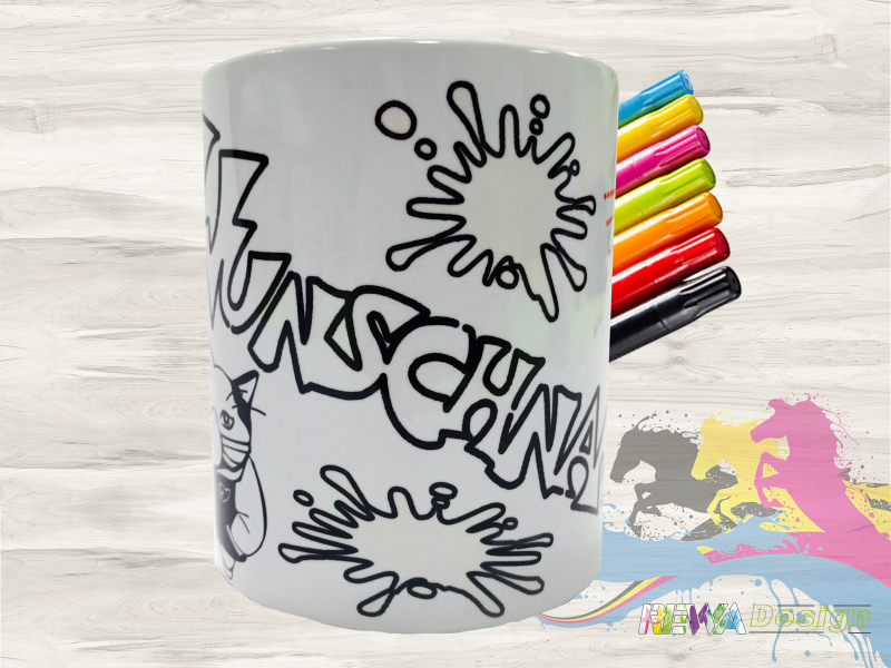 Coloring cup Gravity with cats including desired name