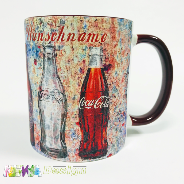 Coca-Cola nostalgia bottle evolution - coffee cup, coffee mug including your desired name