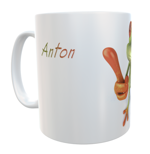 Frog motif coffee cup - keep your eyes open incl. desired name