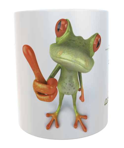 Frog motif coffee cup - keep your eyes open incl. desired name