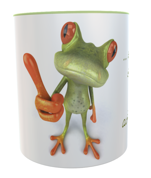 Frog motif coffee cup - keep your eyes open incl. desired name