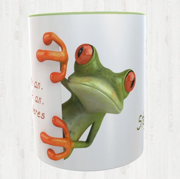 Frog motif coffee cup - completely different level - incl. desired name