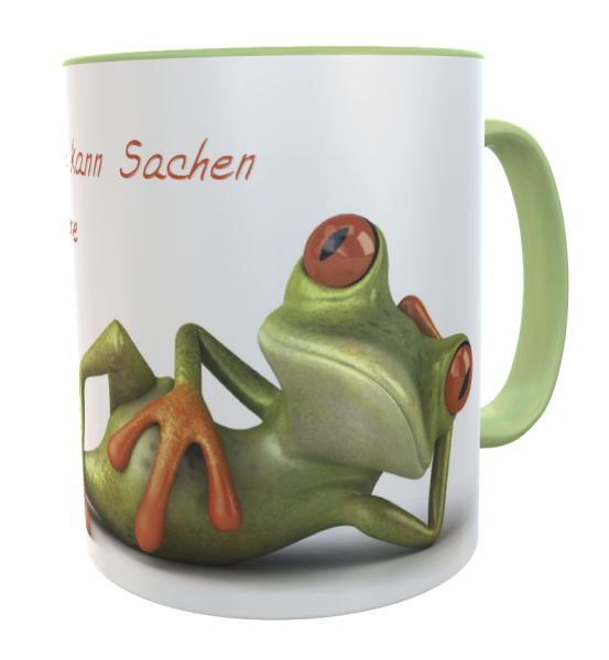 Frog motif coffee cup for men with saying including desired name