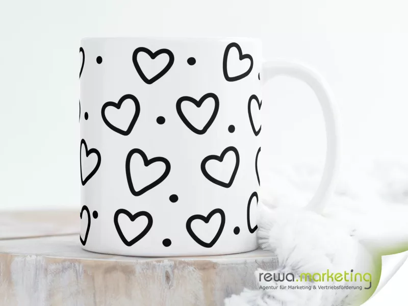 Kaffeetasse mit Herzmuster - Panoramadruck