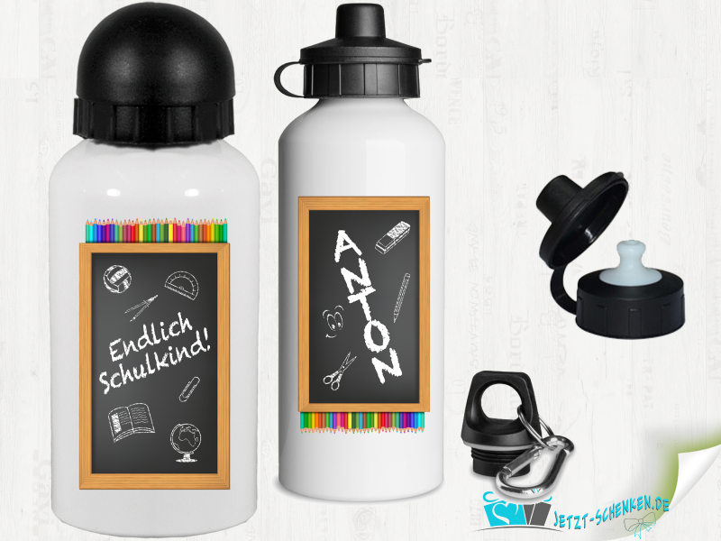 Aluminum drinking bottle - finally a school child including desired name