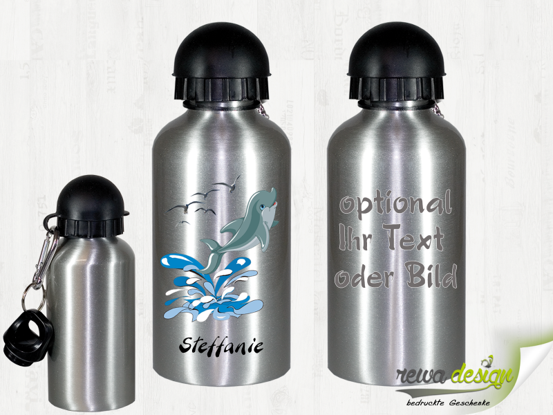 Pinball with desired name 500 ml aluminum drinking bottle with carabiner