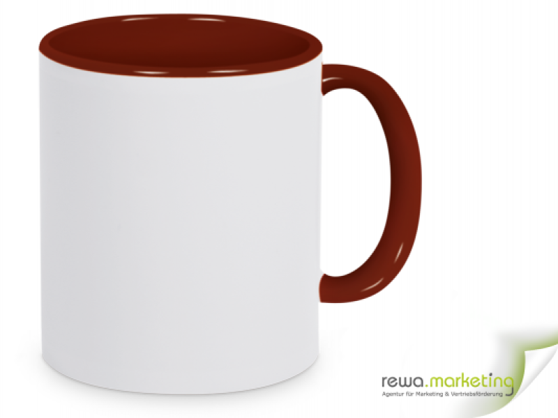 Color ceramic coffee mug bordeaux / white incl. Personalized imprint